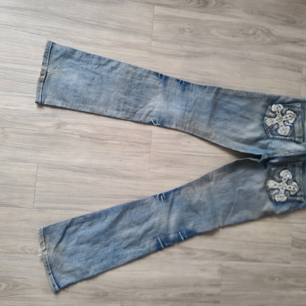 Low Rise Boot Cute Vintage Distressed Cowgirl Jeans - Picture 8 of 12
